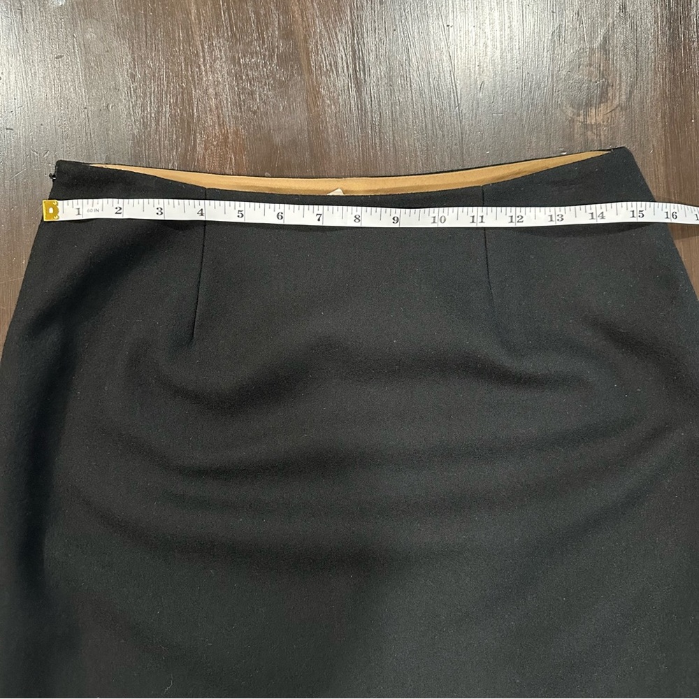 Vintage J.Crew Wool Pencil Skirt Black Contrast Stitch Size 6 Preppy Minimalist - Picture 6 of 7